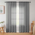 Grey Sheer Curtains 84 Inches Long 2 Panels, Soft Airy Light Filtering Curtains by WelvetBLK
