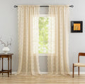 YJ YANJUN Vintage Lace Curtains 132 Inches Long-Victorian Floral Fancy Beige by YJYANJUN