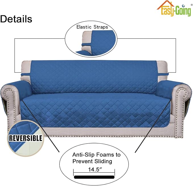 Easy-Going Reversible Couch Cover, 2 Cushion Sofa, Water Resistant Furniture Mat - Image 3