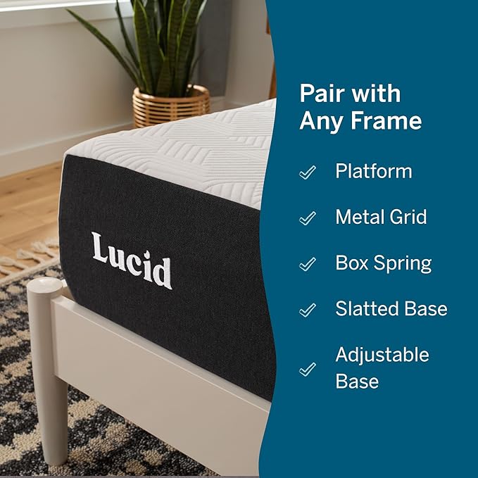Lucid 10 Inch Memory Foam Mattress - Medium Feel - Infused with Refreshing Bamboo Charcoal and Cooling Gel - Bed in a Box - Temperature Regulating - Pressure Relief - Breathable - Twin Size