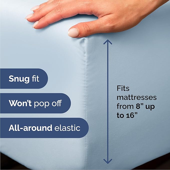 Cal King 6 Piece Sheet Set - Comfy Breathable & Cooling - Ultra-Soft Hotel Luxury Bedding Set w/ 8-16 Inch Deep Pockets - 1 Flat & 1 Fitted Sheet & 4 Pillowcases - Wrinkle Free & Easy Care - Sky Blue