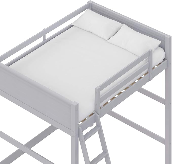 Dorel Living Denver Bed for Kids, Full Size Wood Frame, Gray Loft