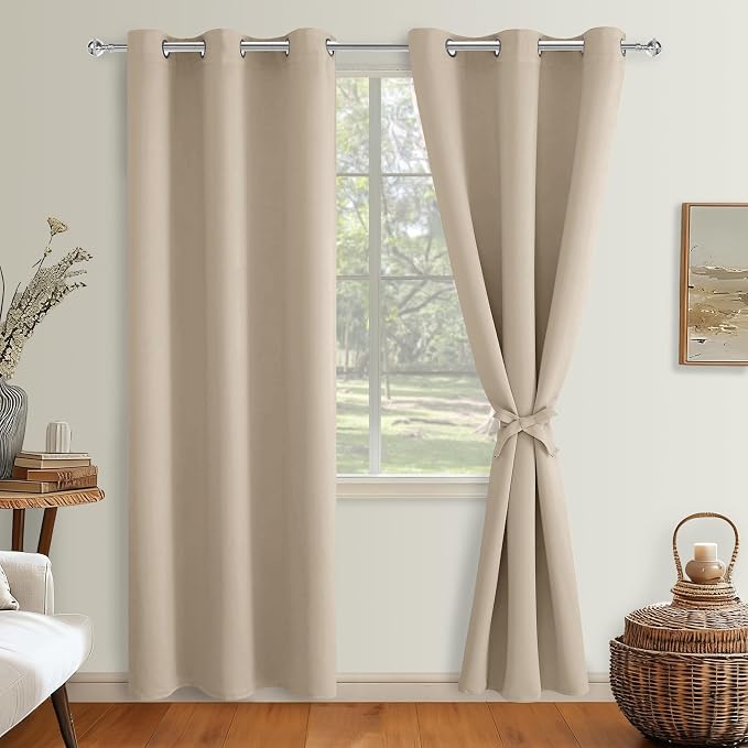 Blackout Curtains for Bedroom, 42 x 84 Inches Long, Taupe 2 Panels | Thermal - Image 8