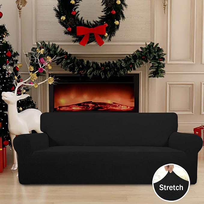 Easy-Going Stretch Oversized Sofa Couch Slipcover Washable Black | 1-Piece - Image 2