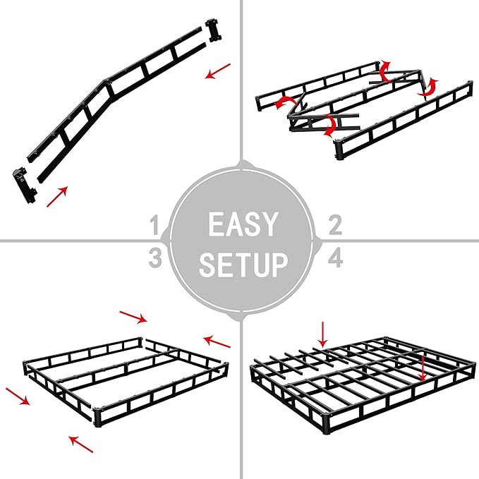 ALDRICH 5 Inch Heavy Duty Metal Box Spring Mattress Foundation 3000lbs Max Weight Capacity/Non-Slip/No Noise/Easy Assembly/Easy Clean Cover,Queen