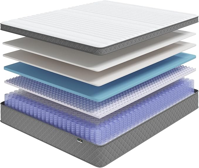 PurrJoys Queen Mattress, 12 Inch Hybrid Queen Size Mattress with Cooling Gel Memory Foam and Pocket Springs, CertiPUR-US Certified, Medium Firm