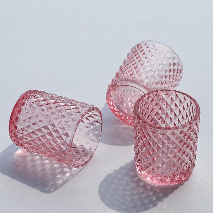 Woho 12Pcs Pink Votive Candle Holders, Tealight Candle Holder for Wedding Table Decor, Tea Lights Candle Holder for Engagement Birthday Party