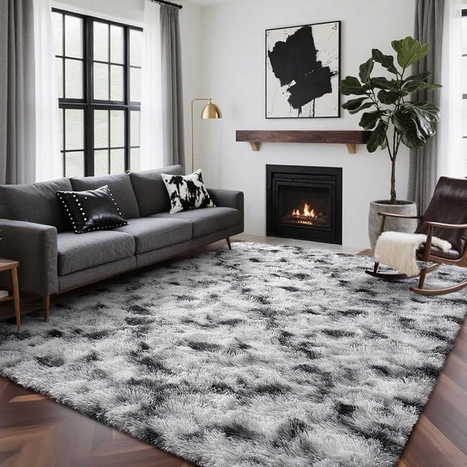 5x7 Ft Large Shag Rugs for Bedroom Living Room Decor for Men Boys, Tie Dyed by Cuzwlovita