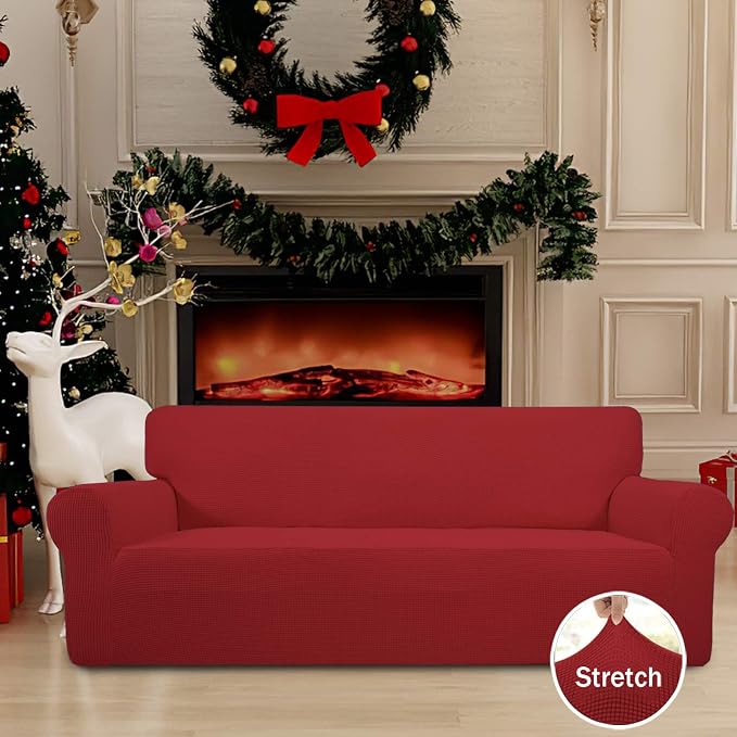 Easy-Going Stretch Oversized Sofa Couch Slipcover Washable Christmas Red | - Image 2