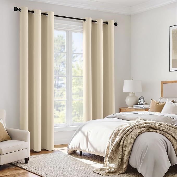 MIULEE Cream Beige 100% Blackout Curtains - Image 6