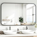 HARRITPURE Rectangular Bathroom Mirror 48''x30'' Black Bathroom Wall Mirror Aluminum Frame Wall-Mounted Mirrors for Entryway Bedroom Living Room