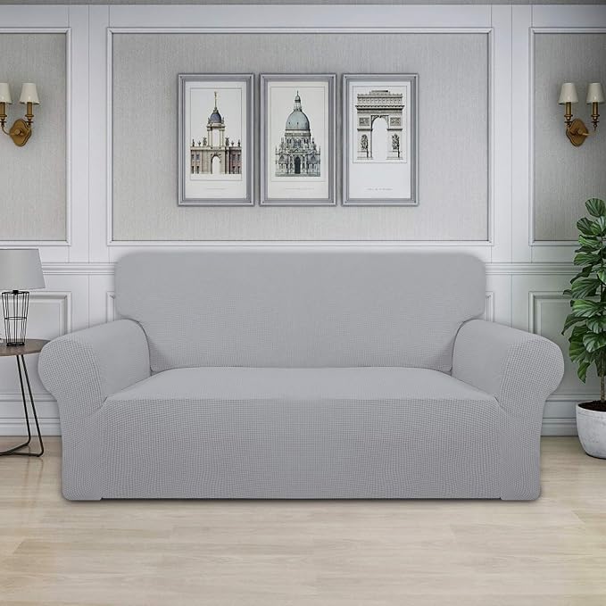 Easy-Going Stretch Oversized Loveseat Couch Covers Washable Silver Gray | - Image 2