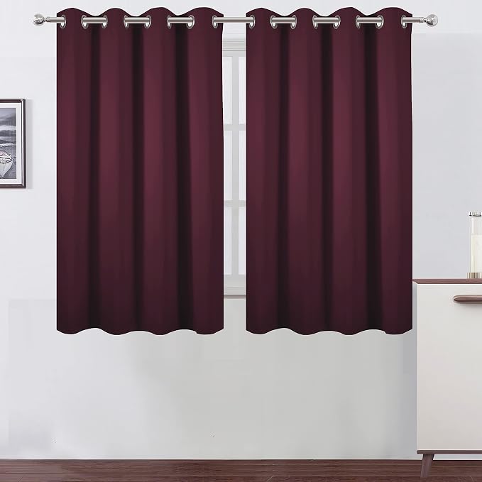 Burgundy Red Thermal Blackout Curtains/52 x 54 Inch/Set of 2 Panels Room by Lemomo