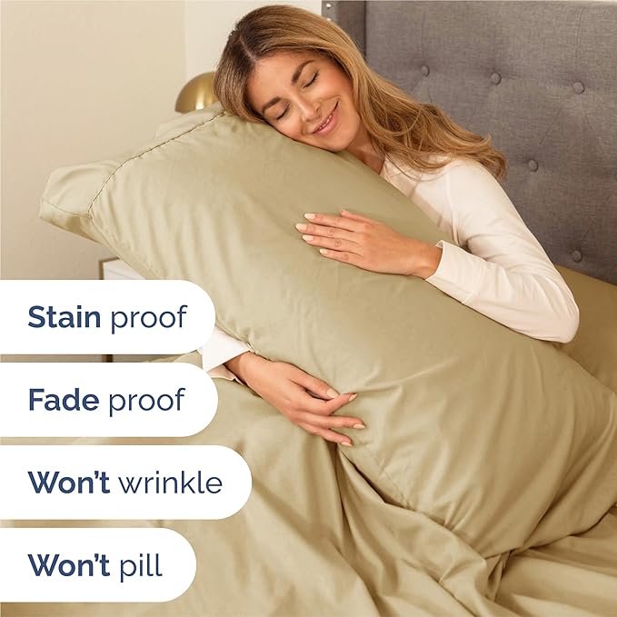 Queen 6 Piece Sheet Set - Comfy Breathable & Cooling - Ultra Soft Hotel Luxury Bedding Set w/ 8-16 Inch Deep Pockets - 1 Flat & 1 Fitted Sheet & 4 Pillowcases - Cozy, Wrinkle Free & Easy Care - Beige