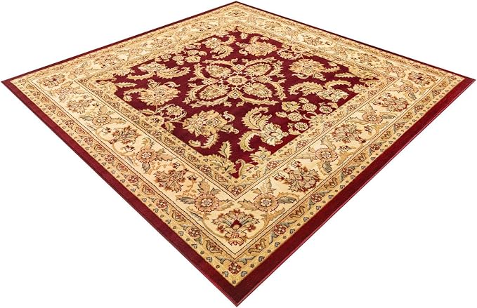Rugs.com - Aditi Rug – 8 Ft Square Red Easy-Clean Rug – Traditional Medallion - Image 8