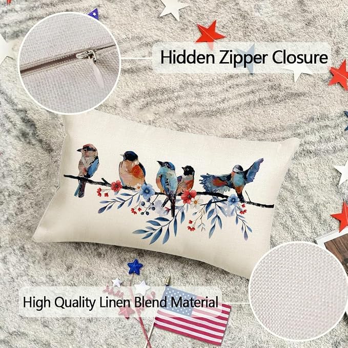 RABUSOFA 4th of July Memorial Day Patriotic Lumbar Throw Pillow Cover, 12x20 - Image 7