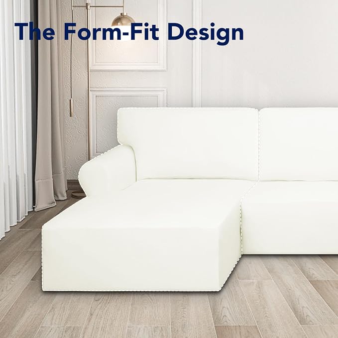 PureFit Stretch Sectional Couch Covers 2 pcs Non Slip L Shape Sofa Cover | - Image 5