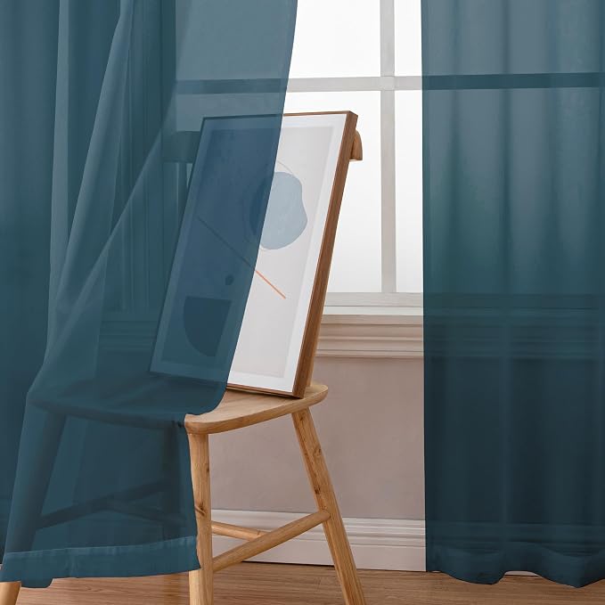 Simplebrand Dusty Blue Sheer Curtains 72 Inches Long 2 Panels - Image 4