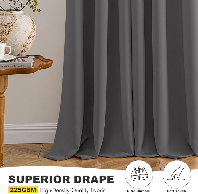 MIULEE Blackout Curtains for Bedroom 2 Panels 40 x 54 Inch Long Gray | Thermal - Image 5