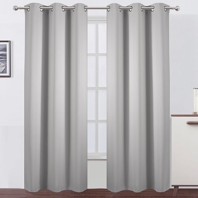 Blackout Curtains 42 x 95 inch/Light Grey Curtains Set of 2 Panels/Thermal by Lemomo