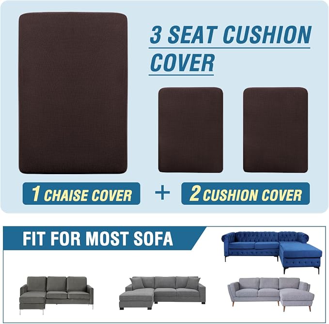 H.VERSAILTEX Sectional Couch Covers 3 Pieces Sofa Seat Cushion Covers L Shape - Image 8