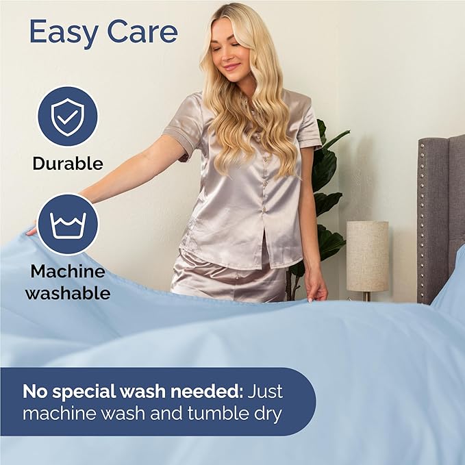Twin XL 4 Piece Sheet Set - Comfy Breathable & Cooling - Ultra-Soft Hotel Luxury Bedding Set w/ 8-16 Inch Deep Pockets - 1 Flat & 1 Fitted Sheet & 2 Pillowcases - Wrinkle Free & Easy Care - Sky Blue