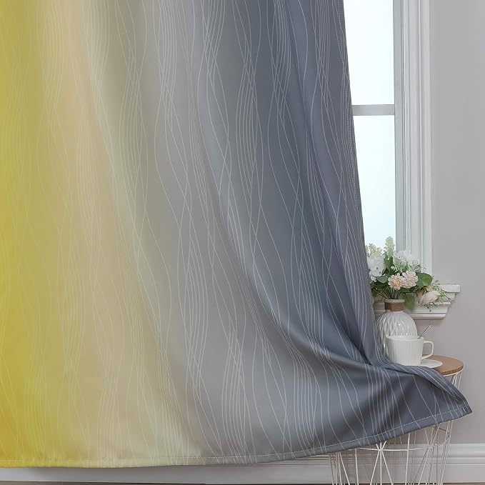 Yellow and Grey Ombre Blackout Curtains - Image 6