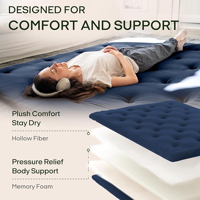 ZonLi Japanese Floor Futon Mattress Twin Size 75"x 39", 100% Cotton Cover 2.5'' Thicken Tatami Mattress, Foldable Sleeping Pad, Portable Dormitory Tatami Mat, Roll Up Floor Lounger Bed for Adult