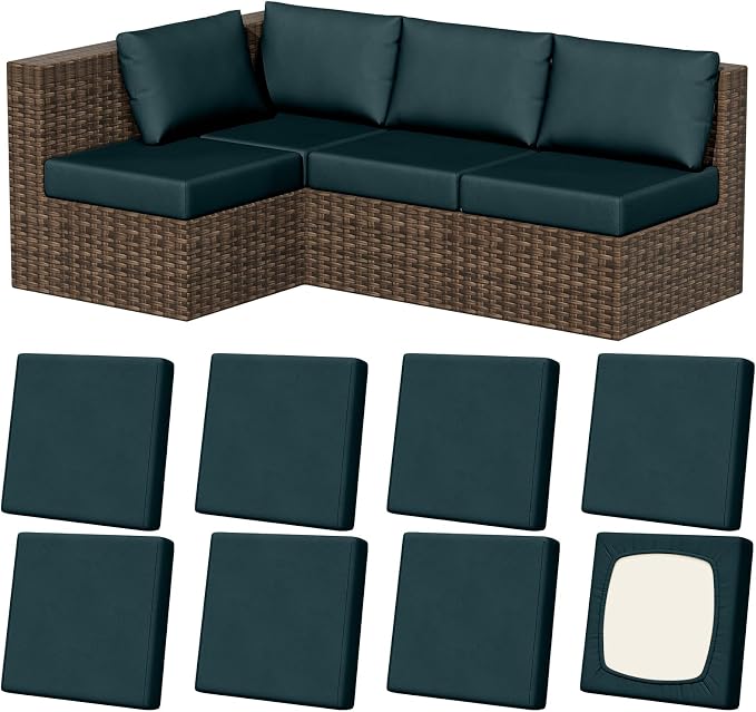 8Pcs Outdoor Cushion Covers, Stretch Patio Furniture Couch Chair Slipcovers | by VORSHAPE