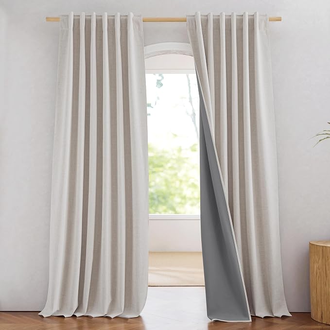 NICETOWN 100% Blackout Brich Linen Curtains by NICETOWN