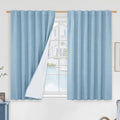 45 Inch Stone Blue 100% Blackout Linen Window Curtains by LAMIT