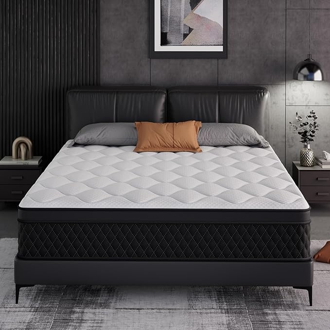 ELEMUSE Full Mattress, 10 Inch Hybrid Memory Foam Mattress in a Box, Pressure Relieving Comfort, Individual Pocket Springs for Motion Isolation, Medium Firm, CertiPUR-US Certified, Fiberglass Free