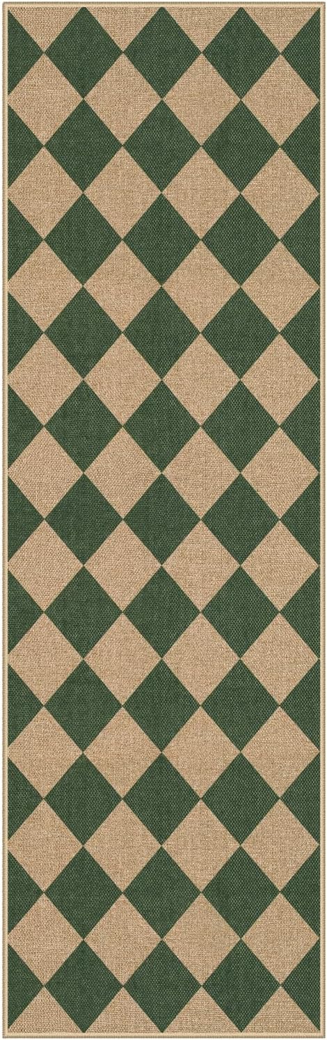 Lahome Checkered Easy Jute Kitchen Runner Rug, 2x8 Outdoor Rugs Washable | - Image 8