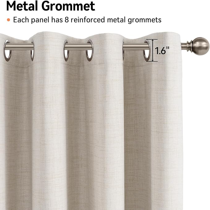 100% Blackout Linen Textured Curtains 96 Inch Long, Light Blocking, Thermal - Image 6