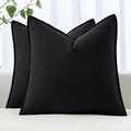 MIULEE Decorative Linen Pillow Covers 20x20 Inch Black | Boho Farmhouse​ by MIULEE