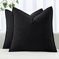 MIULEE Decorative Linen Pillow Covers 18x18 Inch Black | Boho Farmhouse​ by MIULEE