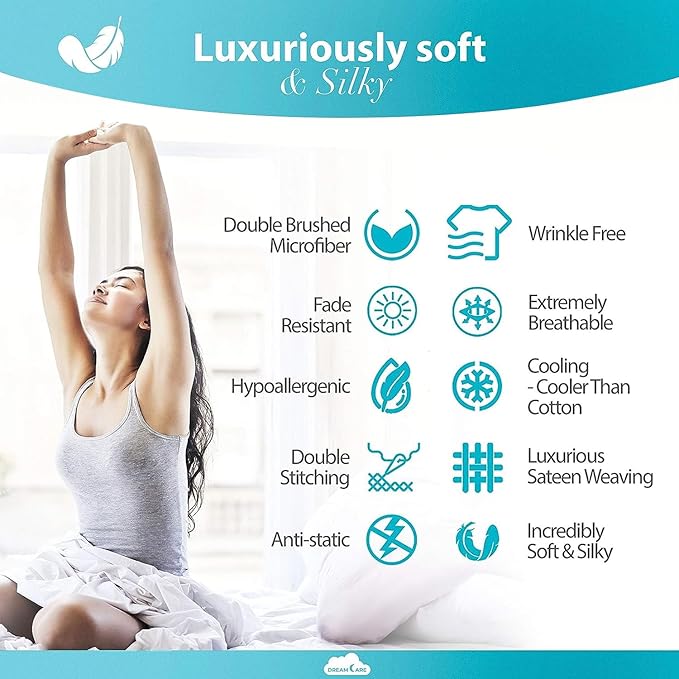 DREAMCARE Sheets Full Size Bed - Cooling Bed Sheets - 6pcs Set - Full Sheet Set - Full Size Sheets - Full Size Sheet Sets Soft & Long Lasting 100% Fine Brushed Polyester with Side Pocket - Navy Blue