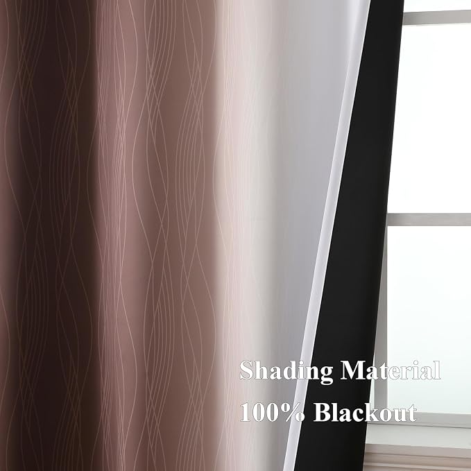 Brown and Greyish White Blackout Curtains - Image 5