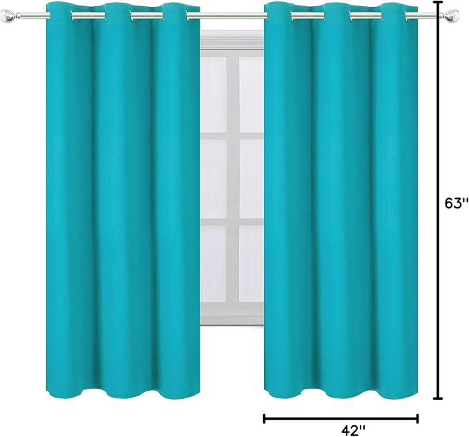 Teal/Turquoise Blackout Curtains/42 x 63 Inch Length Kids Curtains/Set of 2 - Image 10