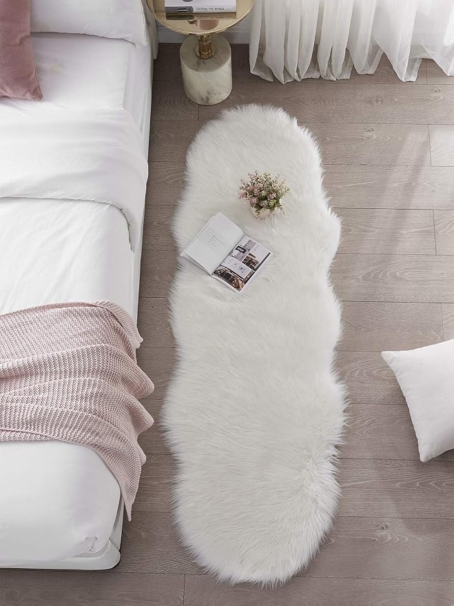 SERISSA 2x6 Fluffy White Faux Fur Area Rug - Image 2