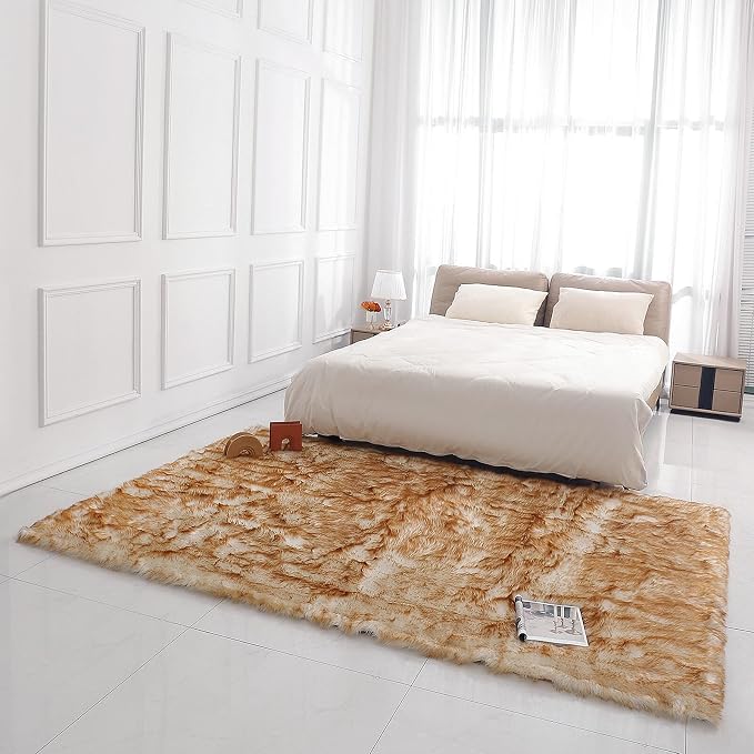 linmopm Faux Fur Sheepskin Rug, 6x9 ft, Rectangle High-Density Cushion - Image 3