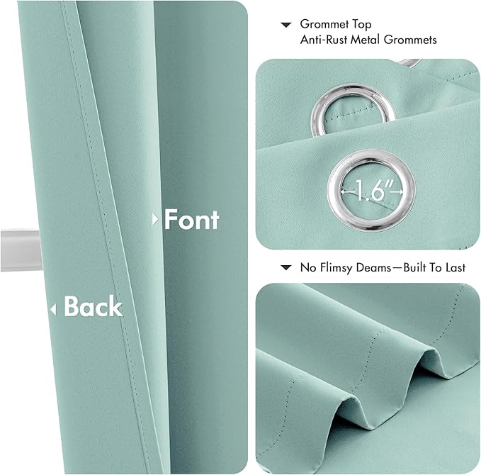 MIULEE Blackout Curtains for Bedroom 2 Panels 40 x 45 Inch Long Aqua | Thermal - Image 4
