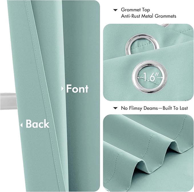 MIULEE Blackout Curtains for Bedroom 2 Panels 40 x 54 Inch Long Aqua | Thermal - Image 4