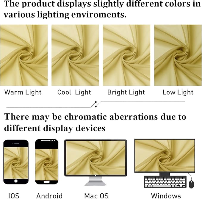 Yellow Sheer Curtains 63 Inch Length 2 Panels, Light Filtering Voile Curtain - Image 6