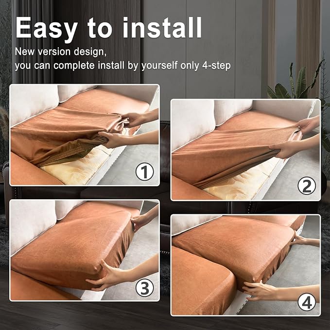ANARACHON Leather Look Couch Cushion Covers Sofa Seat Slipcovers Sets Couches - Image 7