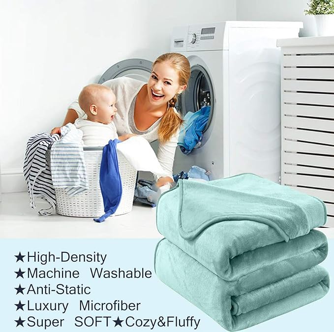 Soft Travel Size Throw for All Season Warm Fuzzy Microplush Lightweight Thermal Fleece Summer Autumn Fall Winter Spring Blankets for Bed Couch Sofa,50x60 Inches,Sage Green