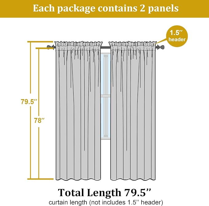 Sheer Lemon Curtains for Bedroom Living Room 78 Inches Long 2 Panels Set - Image 2