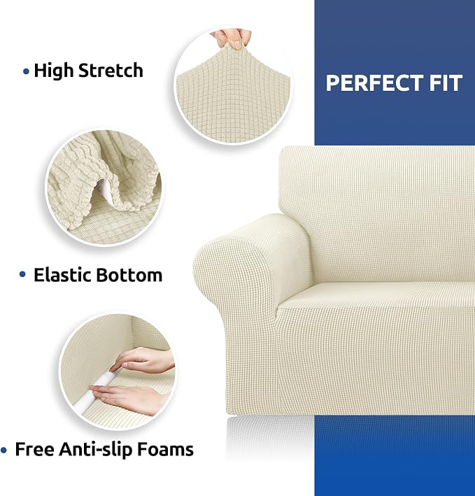 Stretch Couch Covers for Sofa, 3 Cushion Couch Slipcover, Elastic Bottom for - Image 6