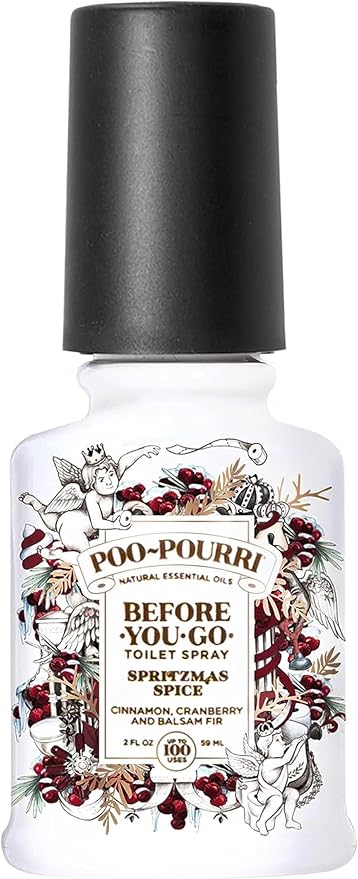 Poo-Pourri Toilet Spray, Spritzmas Spice, Cinnamon + Cranberry + Balsam Fir, 2 Fl Oz (BB10051)