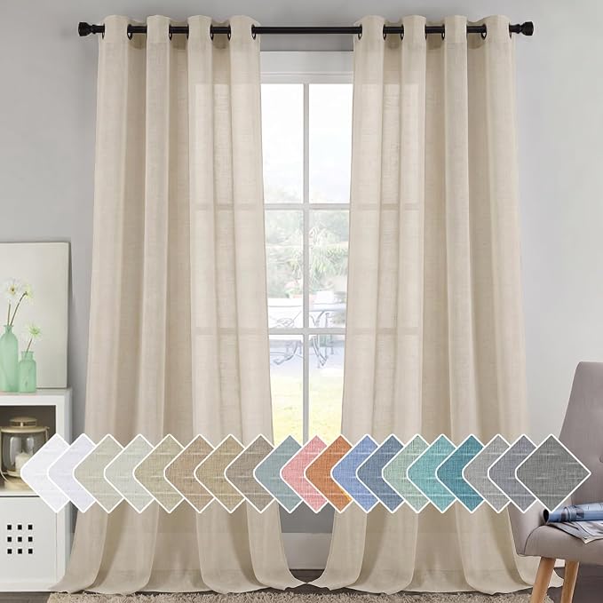 H.VERSAILTEX Linen Curtains Flax Linen Blended Curtain Panels by HVERSAILTEX